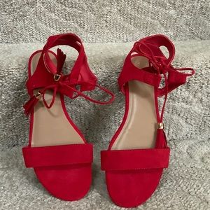 Cherry red adjustable tie wrap sandals!